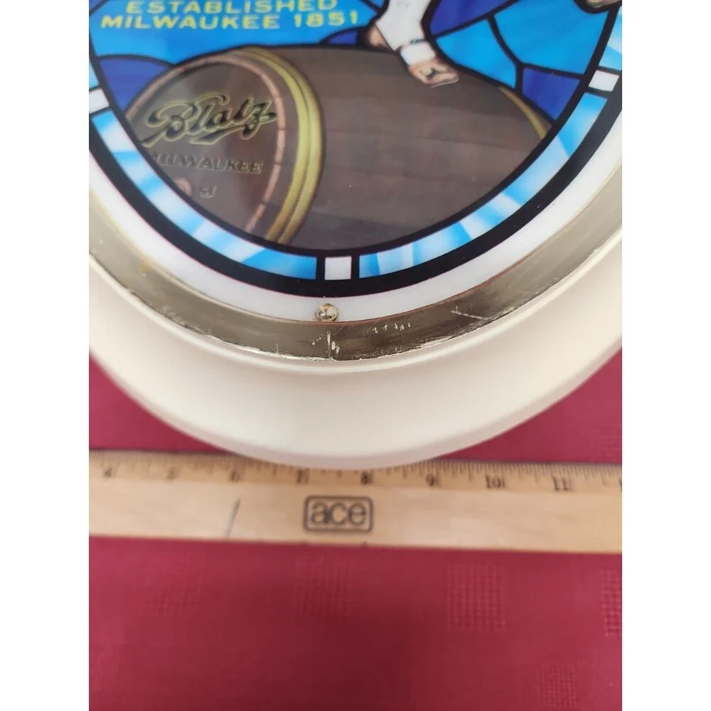 VTG 1960s Blatz Beer Sign Lighted Valerie The Barmaid Faux Stained Glass Working